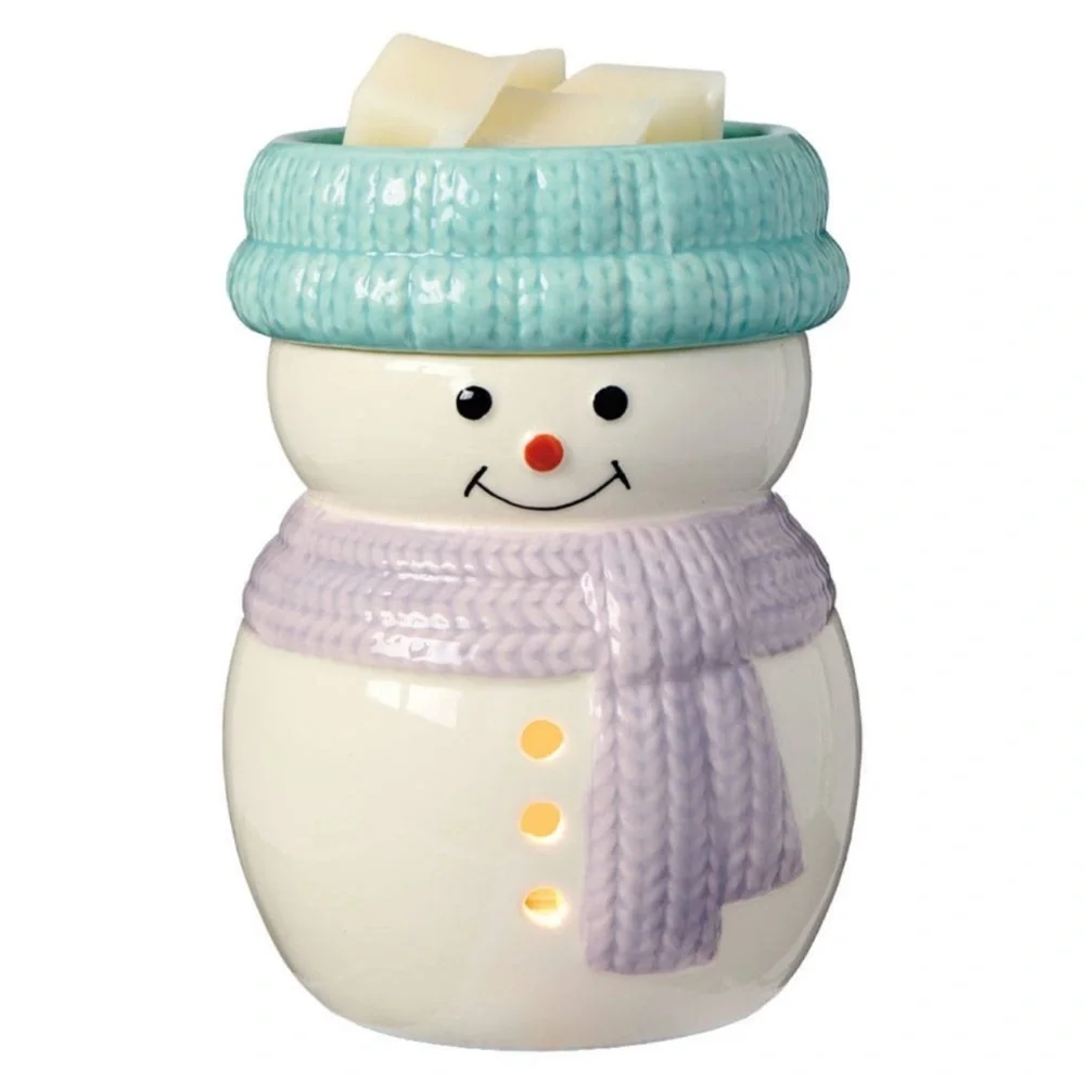 New Aldi Merry Moments White Snowman w/ Scarf Winter Wonderland Wax Warmer
